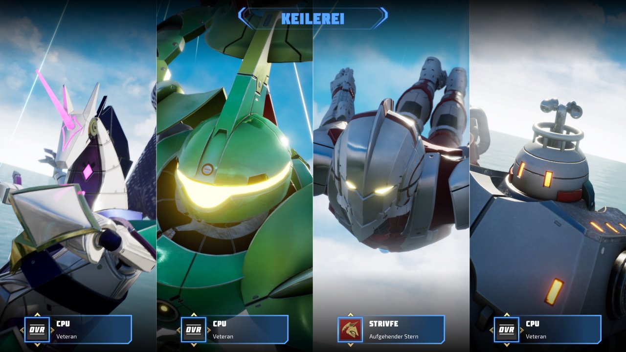[12/01/2021] Vor jedem Match seht ihr Freund und Feind in einer netten Lande-Animation. Hier stürzt sich Anime-Urgestein Ultraman mit dem Kopf voran in die Keilerei - leider nur als Bezahl-DLC.