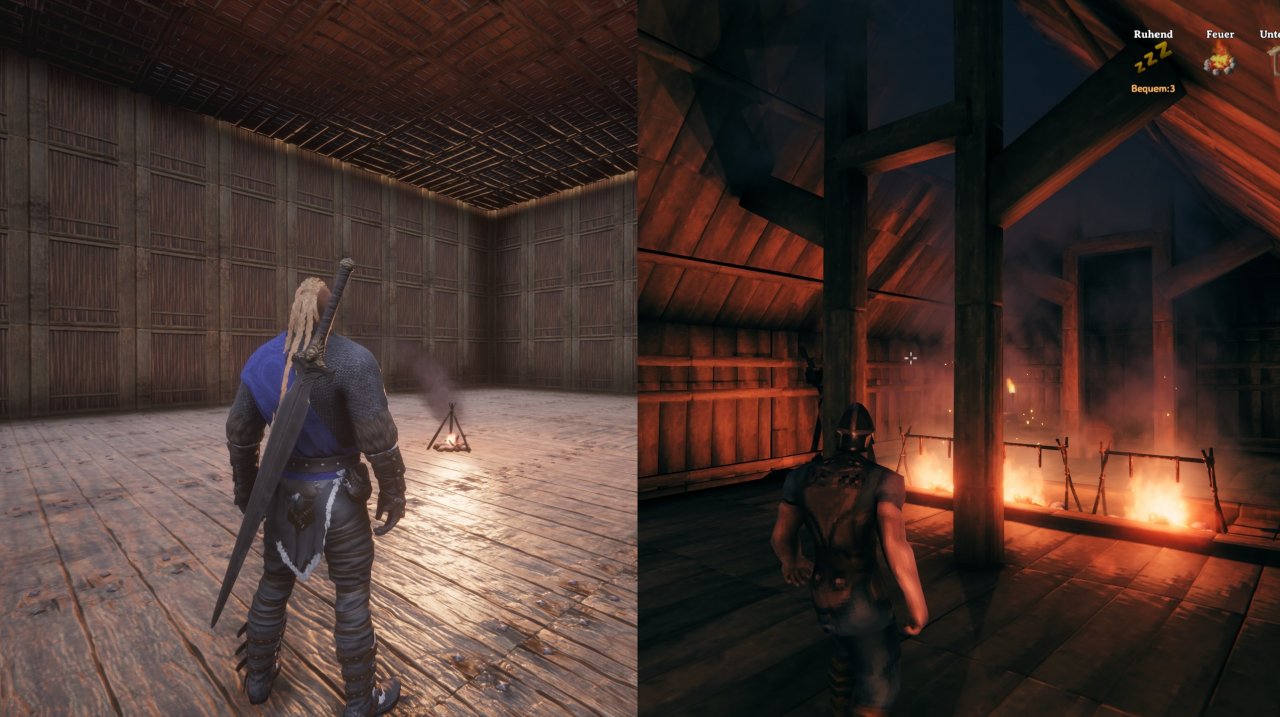 [17/02/2021] Architekten gesucht: Im direkten Vergleich erkennt man, wie sehr sich das Bausystem Valheims von anderen Survivalspielen wie zum Beispiel Conan Exiles unterscheidet. Wo Barbaren in Conan Exiles noch typische „Survival-Kisten“ bauen können, müssen Wikinger in Valheim ihre Methalle physikalisch korrekt stützen.