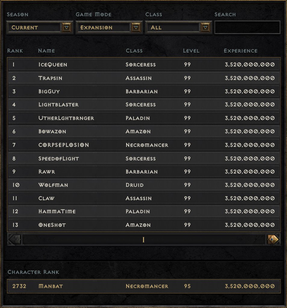 [20/02/2021] Diablo 2: Resurrected bekommt ein neues Ranglistensystem inklusive Seasons.