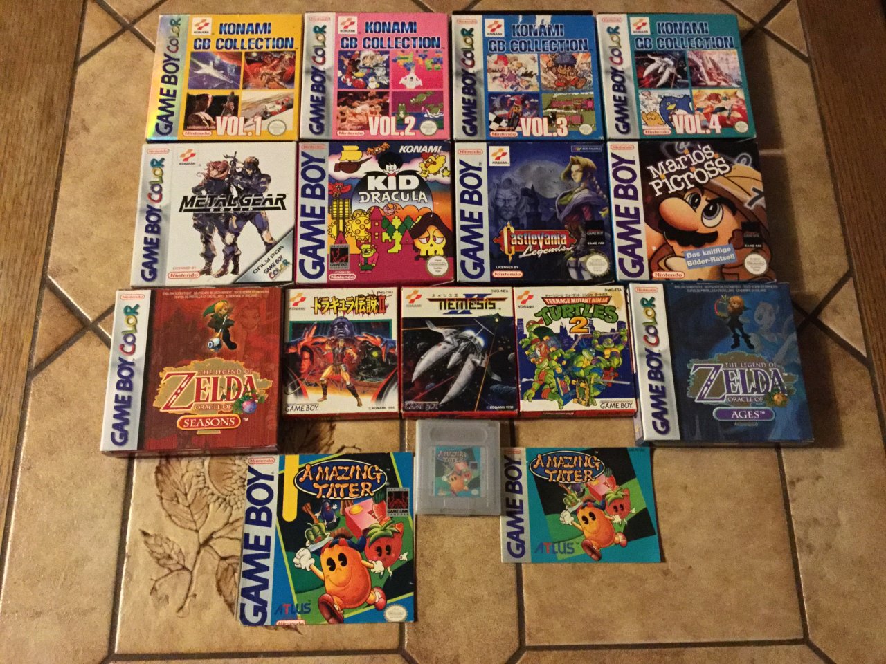 [19/03/2021] Auch für Game Boy und Game Boy Color gibt es richtig seltene Module. Ganz unten seht ihr mit Amazing Tater eines der in Sammlerkreisen begehrtesten Handheldspiele überhaupt, deren hier gezeigte Packung leider von einem Videothekenbetreiber kleingeschnippelt wurde. &nbsp;