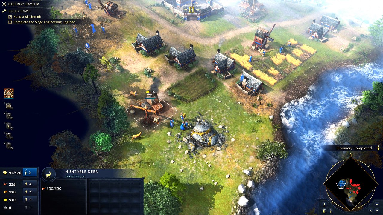 [09/04/2021] Typisch Age of Empires: Die Arbeiter bauen Rohstoffe wie Gold oder Nahrung ab. Die Darstellung einfacher Gebäude unterscheidet sich von einer Zivilisation zur anderen und verändert sich durch Aufstiege im Zeitalter.