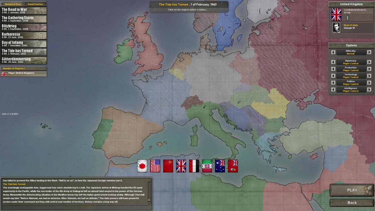 [28/04/2021] In Hearts of Iron 3 müsst ihr einfach nur die Nation eurer Wahl auf der Übersichtskarte anklicken, um sie vor Spielbeginn auszusuchen. &nbsp;