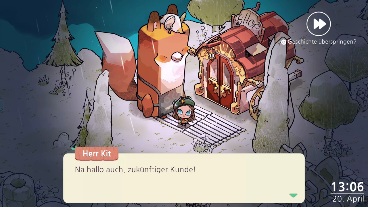 [16/04/2021] Auf Shoppingtour bei Herrn Kit. Der übergroße Fuchs hat ein wechselndes Sortiment unterschiedlichster Waren. Außerdem lässt sich ihm fast alles andrehen.