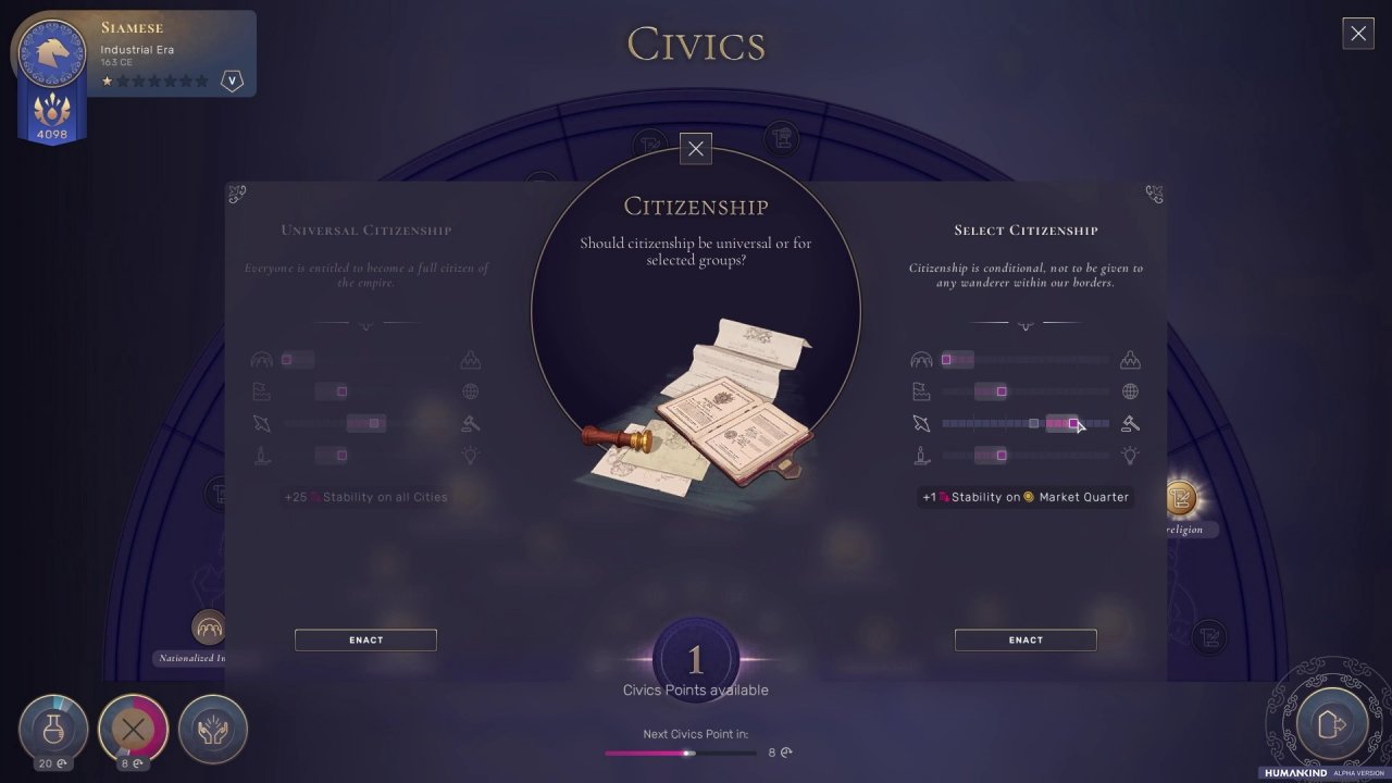 [31/05/2021] Civics sind in Humankind nicht so linear wie in Civ 6. Ihr müsst sie zudem erst einmal in der Welt finden.