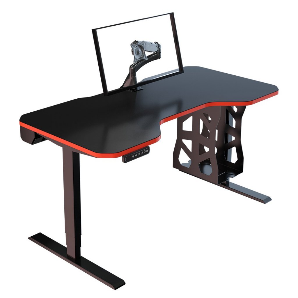 [07/05/2021] Ein LeetDesk pro (Farbe: Crosshair Red) in der Top-Ausstattung mit PC-Halter, Kabelkanal und Monitorhalterung.