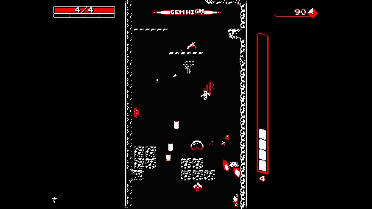 [17/05/2021] Downwell setzt auf einen simplen Grafikstil, spielt sich dafür aber richtig gut.