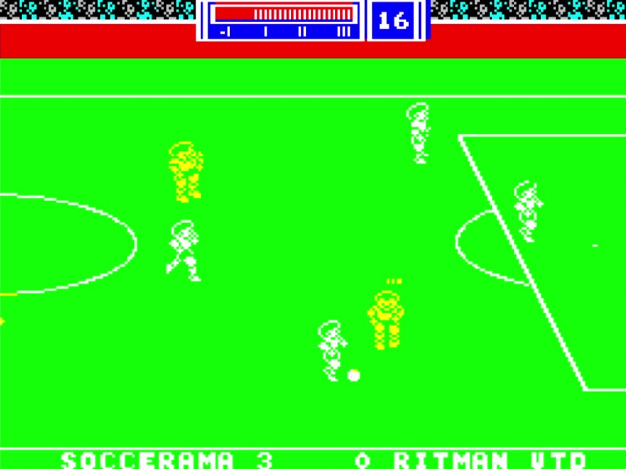 [18/06/2021] Kein Witz: Diese weißen und grellgelben Männchen aus Match Day 2, die man kaum vom hellgrünen Untergrund unterscheiden kann, begeisterten vornehmlich englische ZX-Spectrum-Fans. &nbsp;