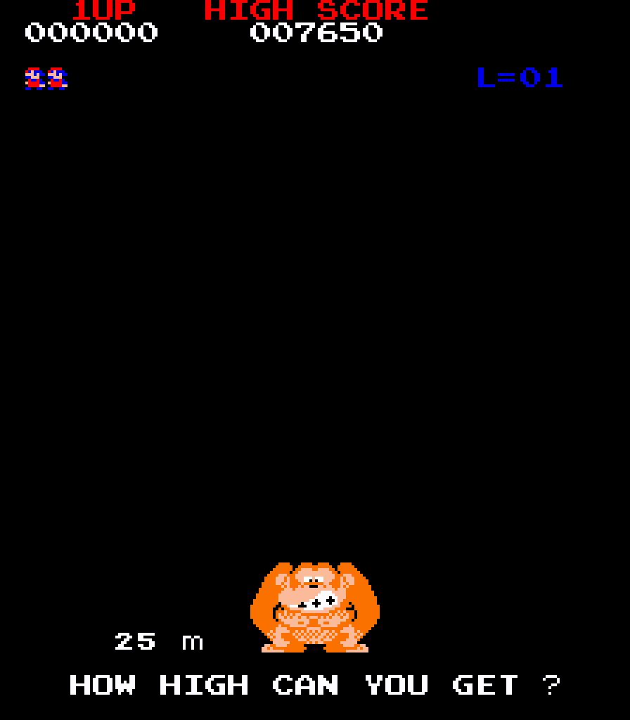 [29/07/2021] Jedes der vier Levels entspricht einem 25 Meter hohen Teil des durch Donkey Kong zerstörten Gebäudes. Der Gorilla fordert Spieler auch gleich heraus und fragt: „Wie hoch kommst du?“.