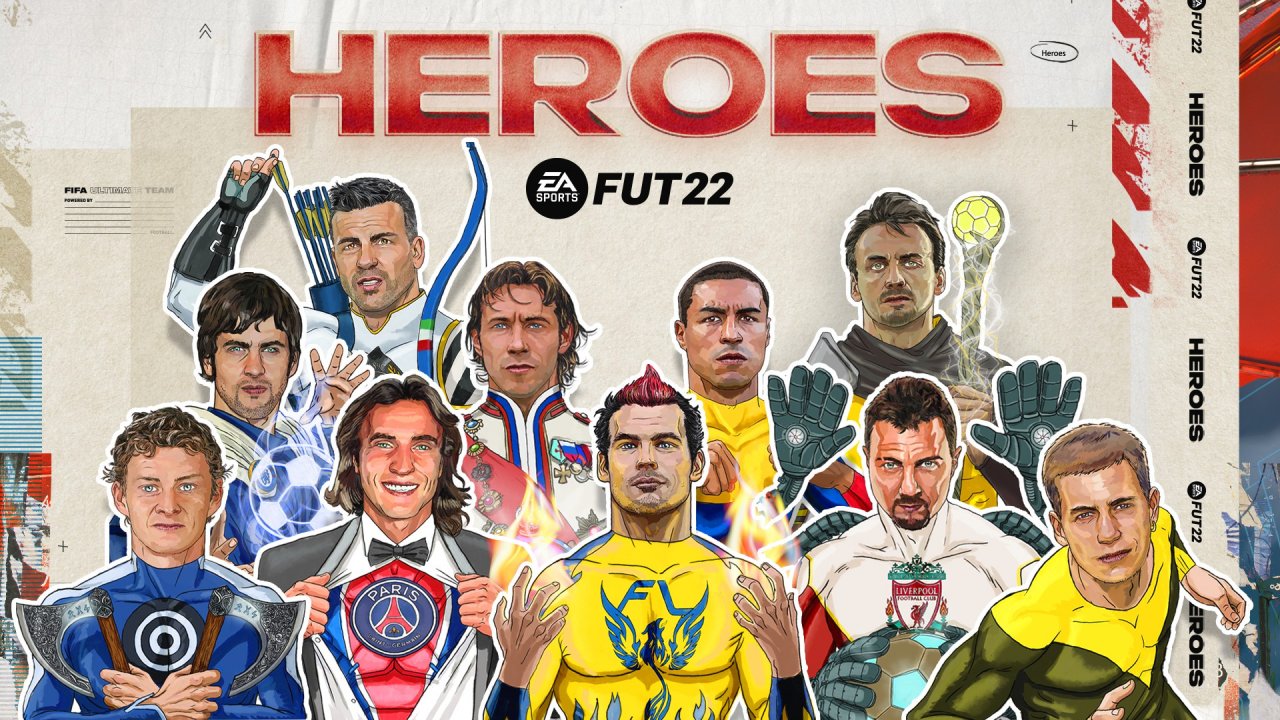 Mehrere Fußballegenden als Werbung für die Heroes-Kategorie von FIFA Ultimate Team