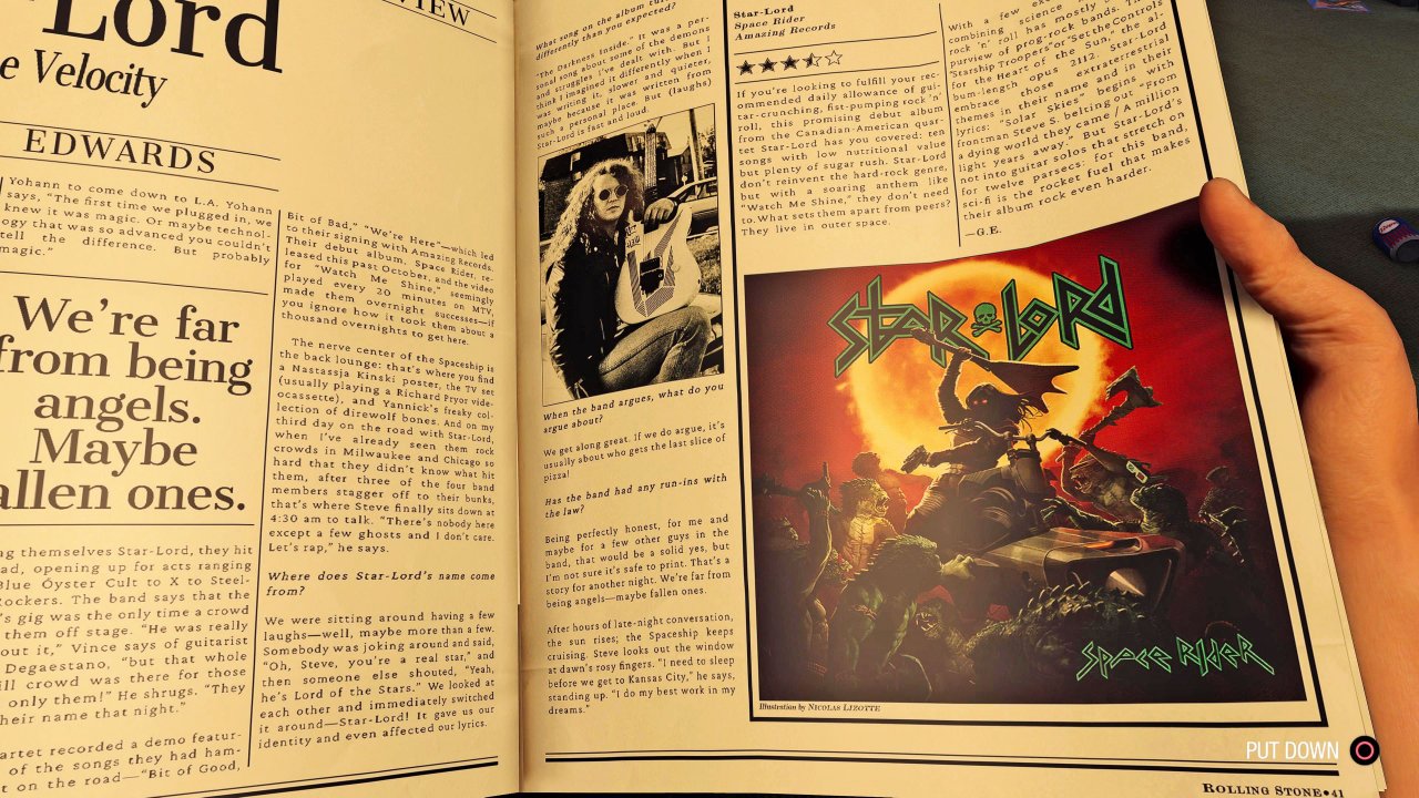 [25/10/2021] Star-Lords gleichnamige Lieblingsband aus Kindertagen ist zwar fiktiv, dennoch sind einige Songs von ihr im Spiel zu hören