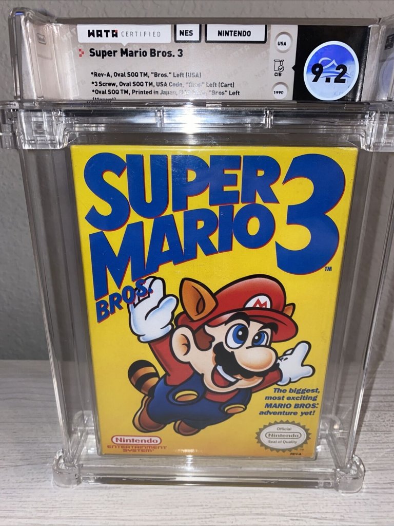 [21/10/2021] Schlappe 34.000 Dollar im Sofortkauf: Ist dieses auf Ebay angebotene Super Mario Bros. 3 bereits ein „Schnäppchen“ oder kommt der „günstige“ Preis aufgrund der vergleichsweise niedrigen Grading-Punktzahl von 9.2 zustande? &nbsp;