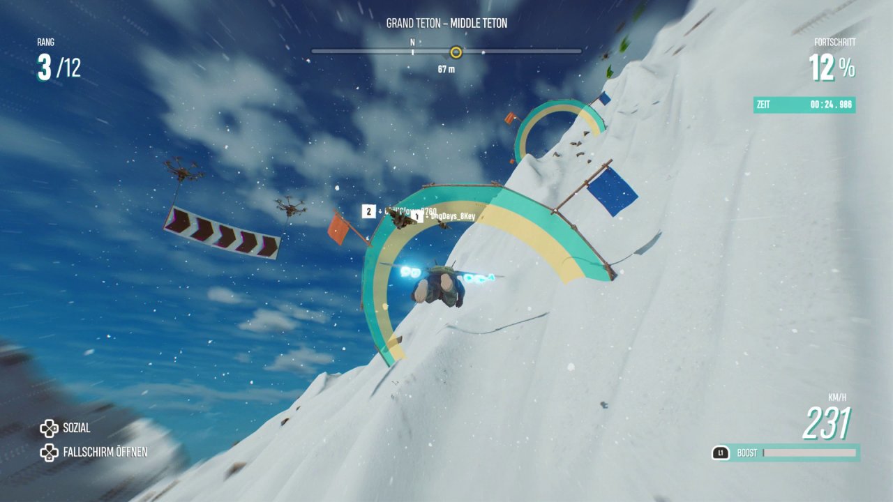 [05/11/2021] Die Rennen mit dem Raketen-Wingsuit steuern sich gut, überzeugen mit tollem Geschwindigkeitsgefühl und werden später schön anspruchsvoll.