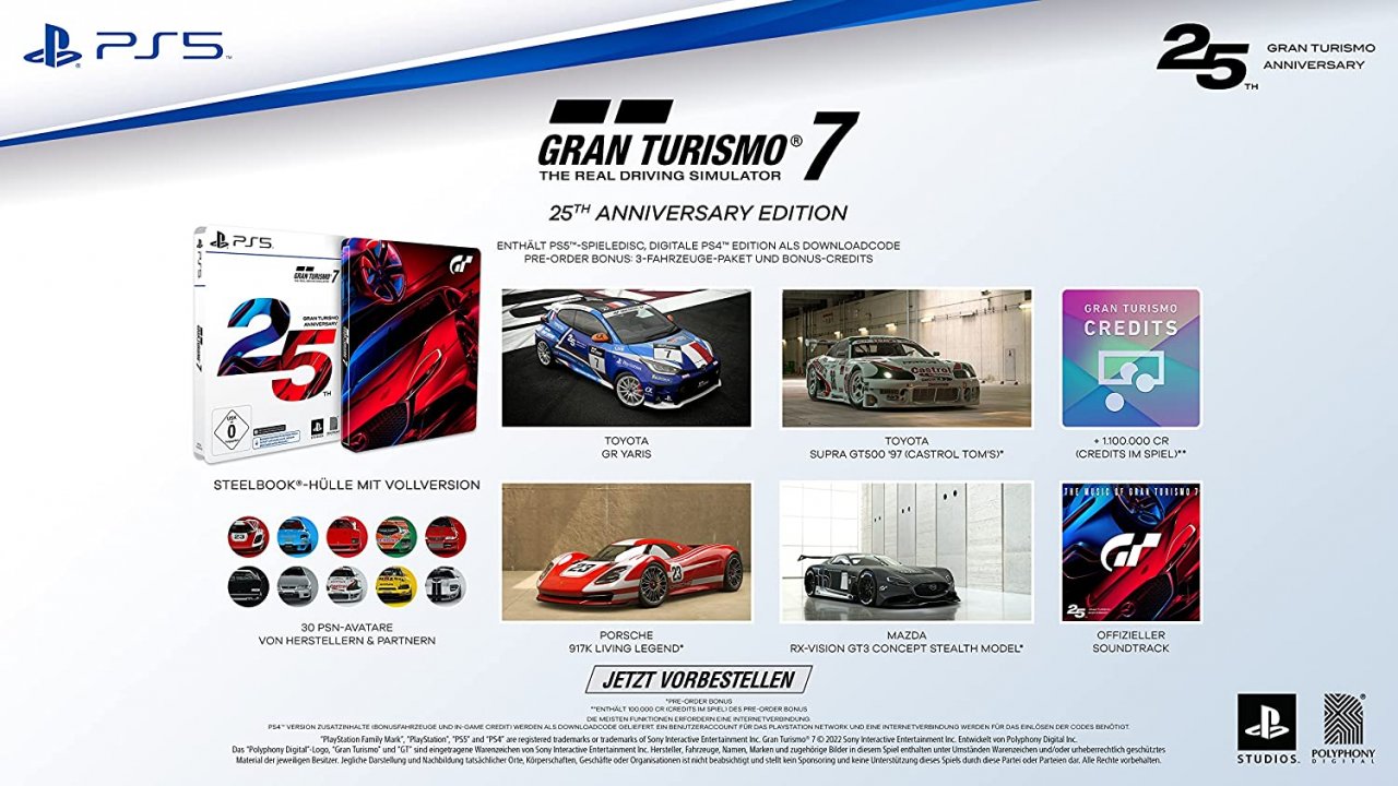 [25/02/2022] Gran Turismo 7 erscheint am 4. März. Die GT7 25th Anniversary Edition bietet zahlreiche Goodies.