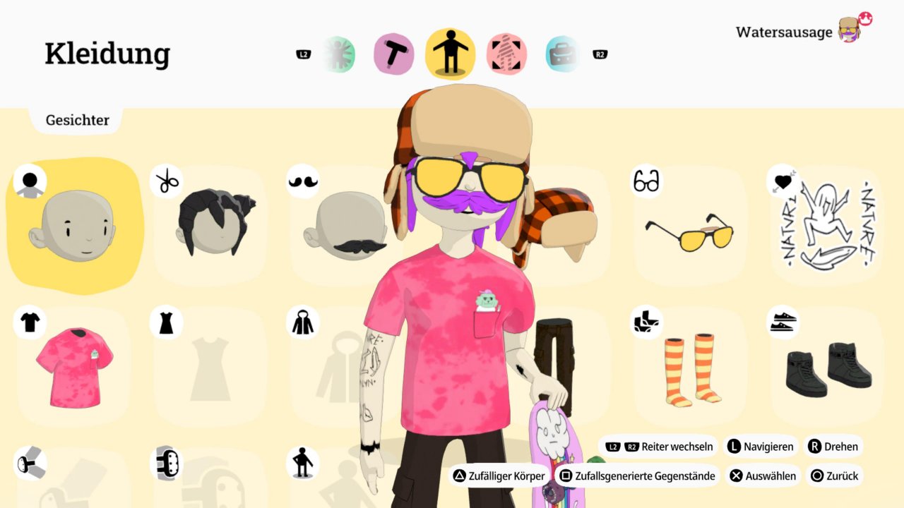 [02/02/2022] Sonnenbrille, Mütze, pinker Schnauzbart: Unser Skater ist bestens für die Herausforderungen in OlliOlli World gerüstet und passt perfekt in die an Adventure Time erinnernde Ästhetik.
