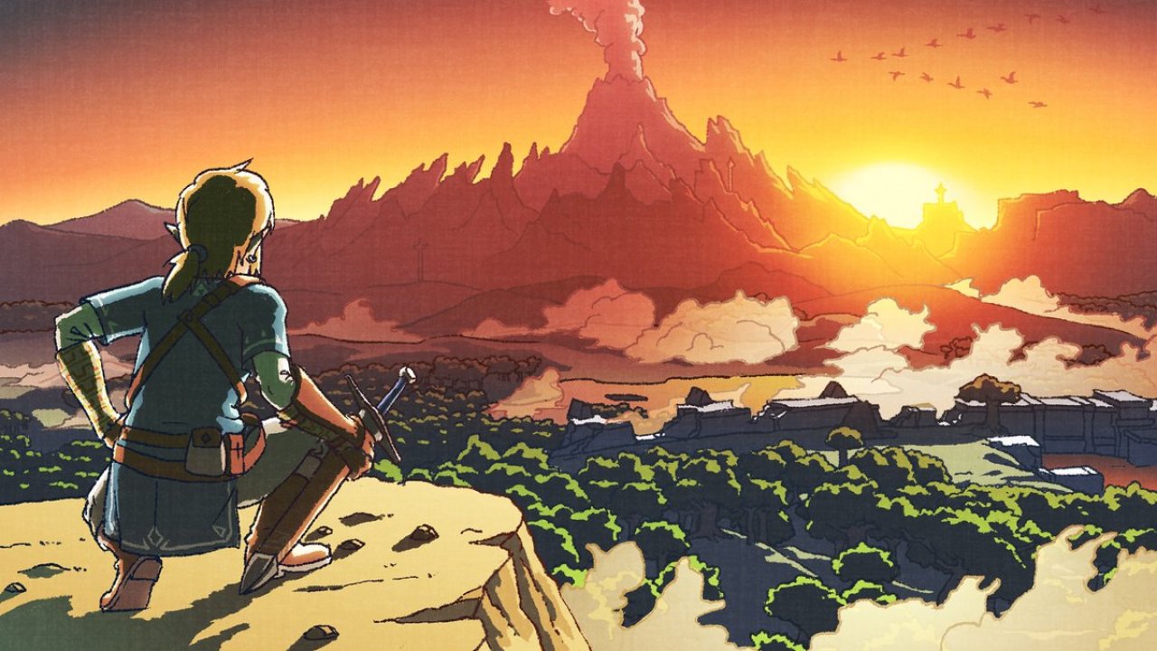 Link, der Protagonist von The Legend of Zelda, blickt auf die Spielwelt namens Hyrule.
