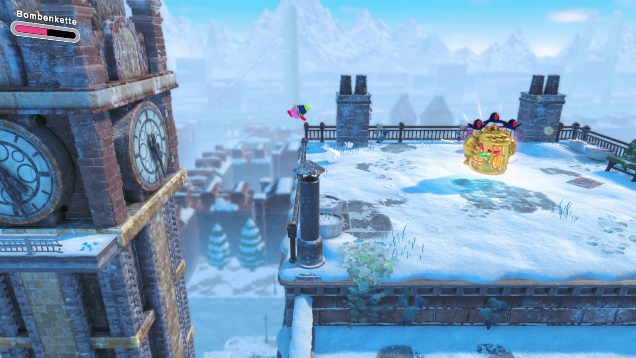 [25/03/2022] Kirby und das vergessene Land: Nördliche Froststraße: Erreiche den Uhrenturm.
