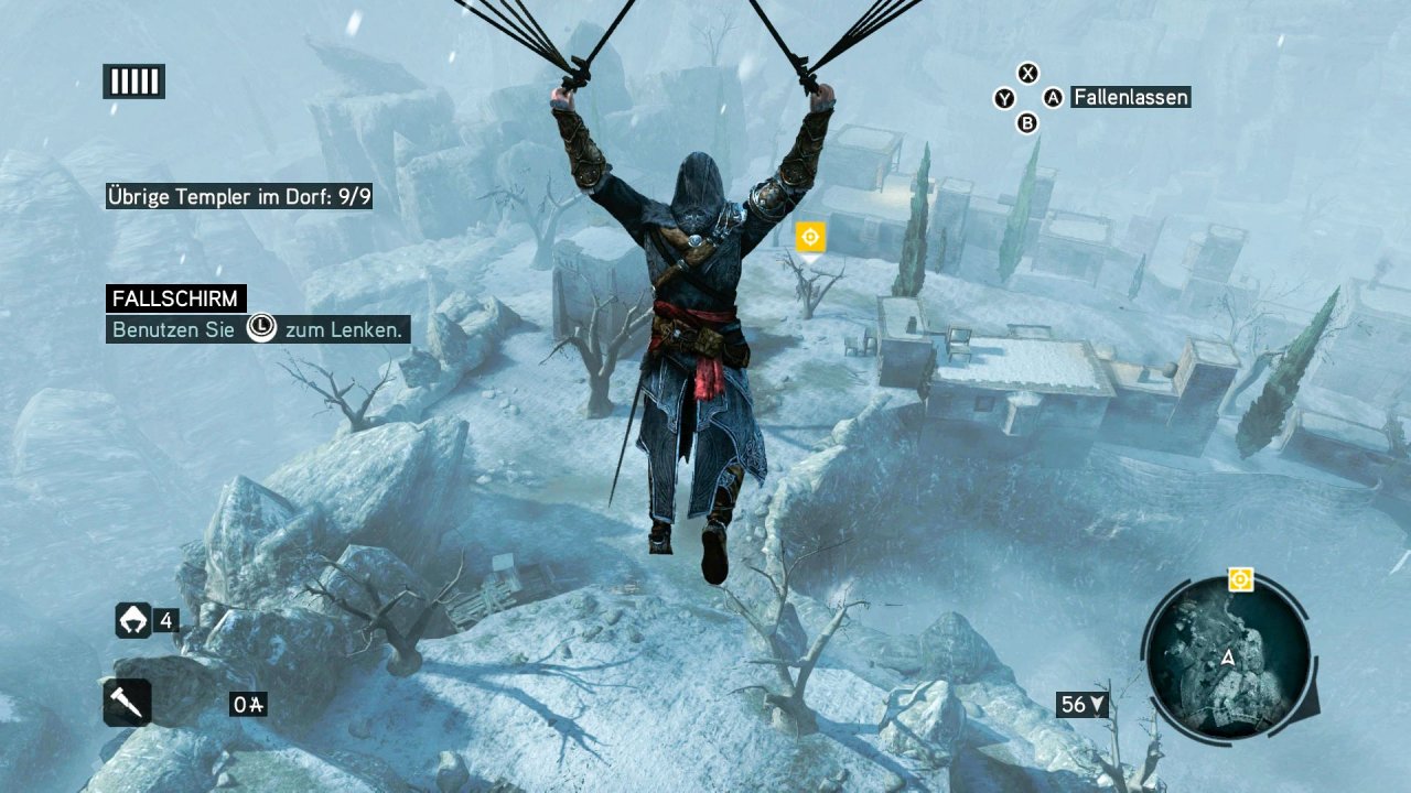 [08/04/2022] Ein Assassine hat jede Menge coole Ausrüstung im Gepäck. Zum Beispiel einen praktischen Fallschirm! Hier im Bild: Assassin‘s Creed Revelations.
