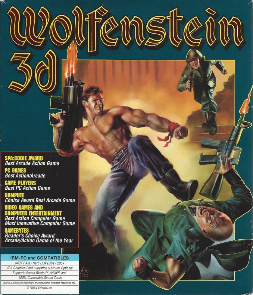 [21/04/2022] Dicke Muckis und die Kanone im Anschlag: Das Cover der US-Version von Wolfenstein 3D aus.
