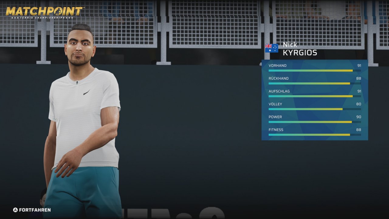 [31/05/2022] Auch der extrovertierte Australier Nick Kyrgios ist im Spiel vertreten. Sein virtuelles Pendant zerstört jedoch keine Schläger am Fließband.