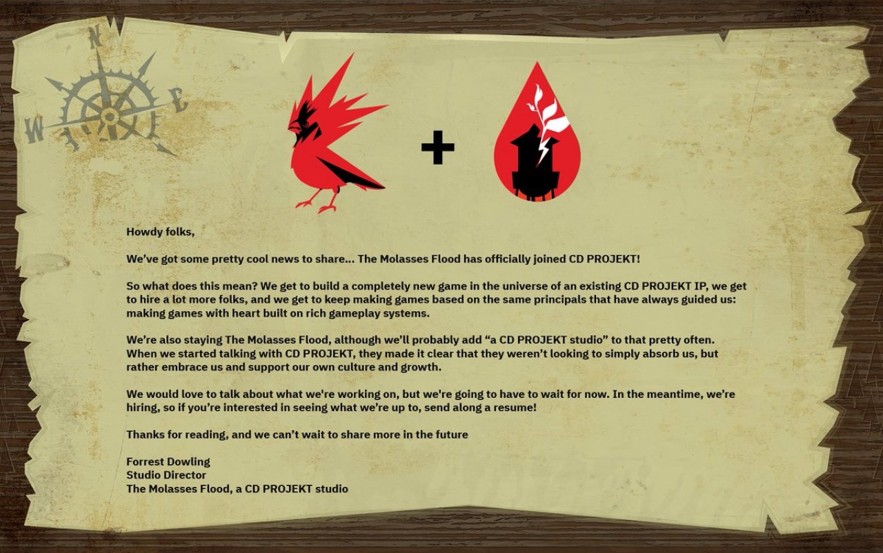 [27/05/2022] CD Projekt Red kaufte unlängst das kleine Indie-Studio The Molasses Flood. Der Clou: Durch den Kauf sackte CDPR mehrere hochkarätige Entwickler ein, die unter anderem an Halo 2,&nbsp; Bioshock und Rock Band mitgearbeitet hatten.
