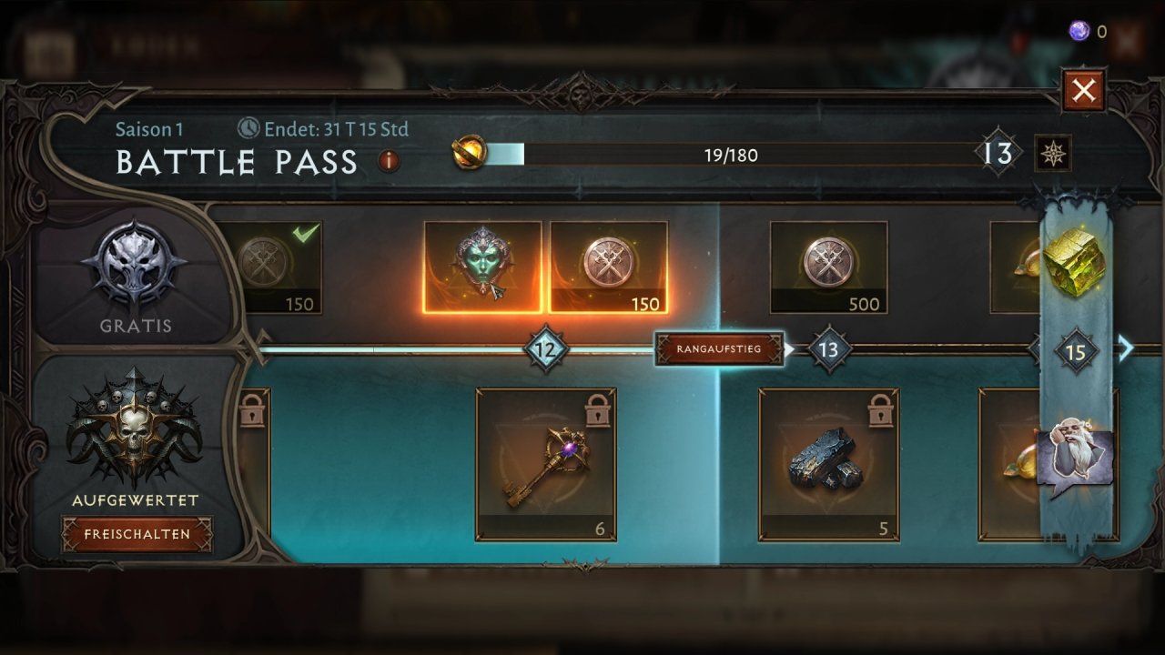[15/06/2022] Unten zu sehen: Wer sich einen Premium Battle Pass leistet, erhält pro Rang zusätzliche Belohnungen.