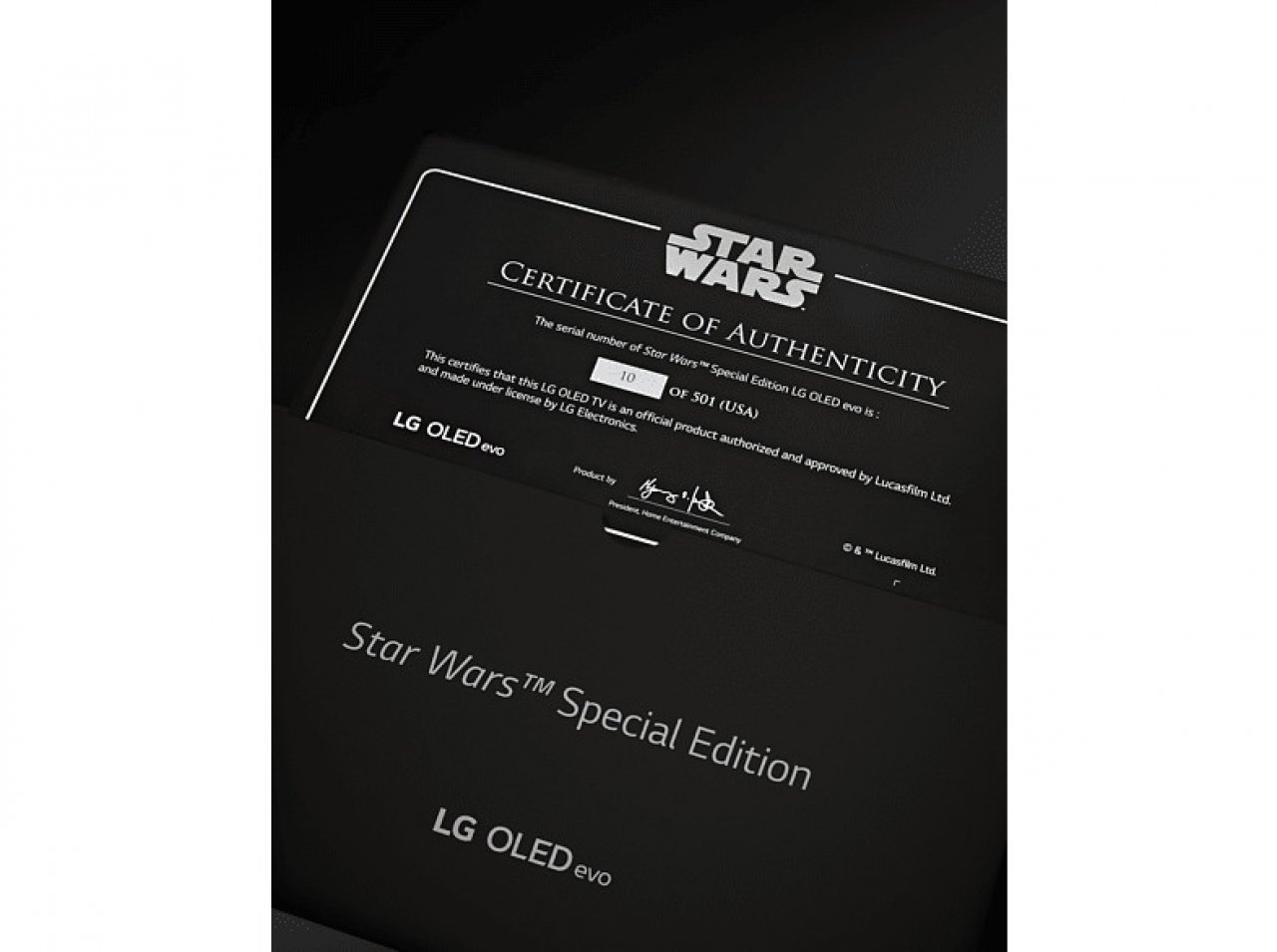 [03/06/2022] Der Star Wars OLED TV von LG ist streng auf 501 Stück limitiert, was durch das Echtheitszertifikat bestätigt wird.