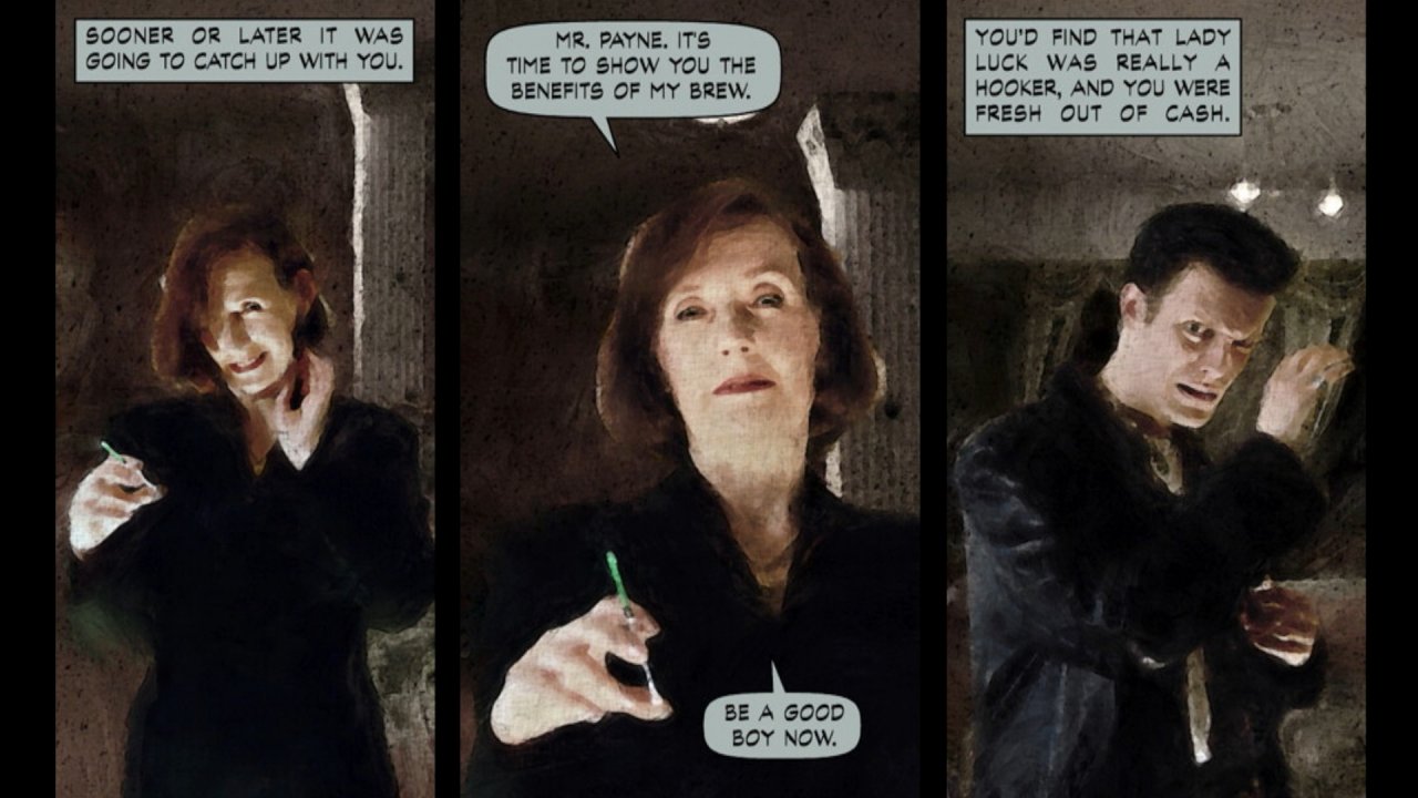 [24/06/2022] Die Mutter von Sam Lake mimte die Oberschurkin Nicole Horne in den Comic-Strip-Zwischensequenzen.