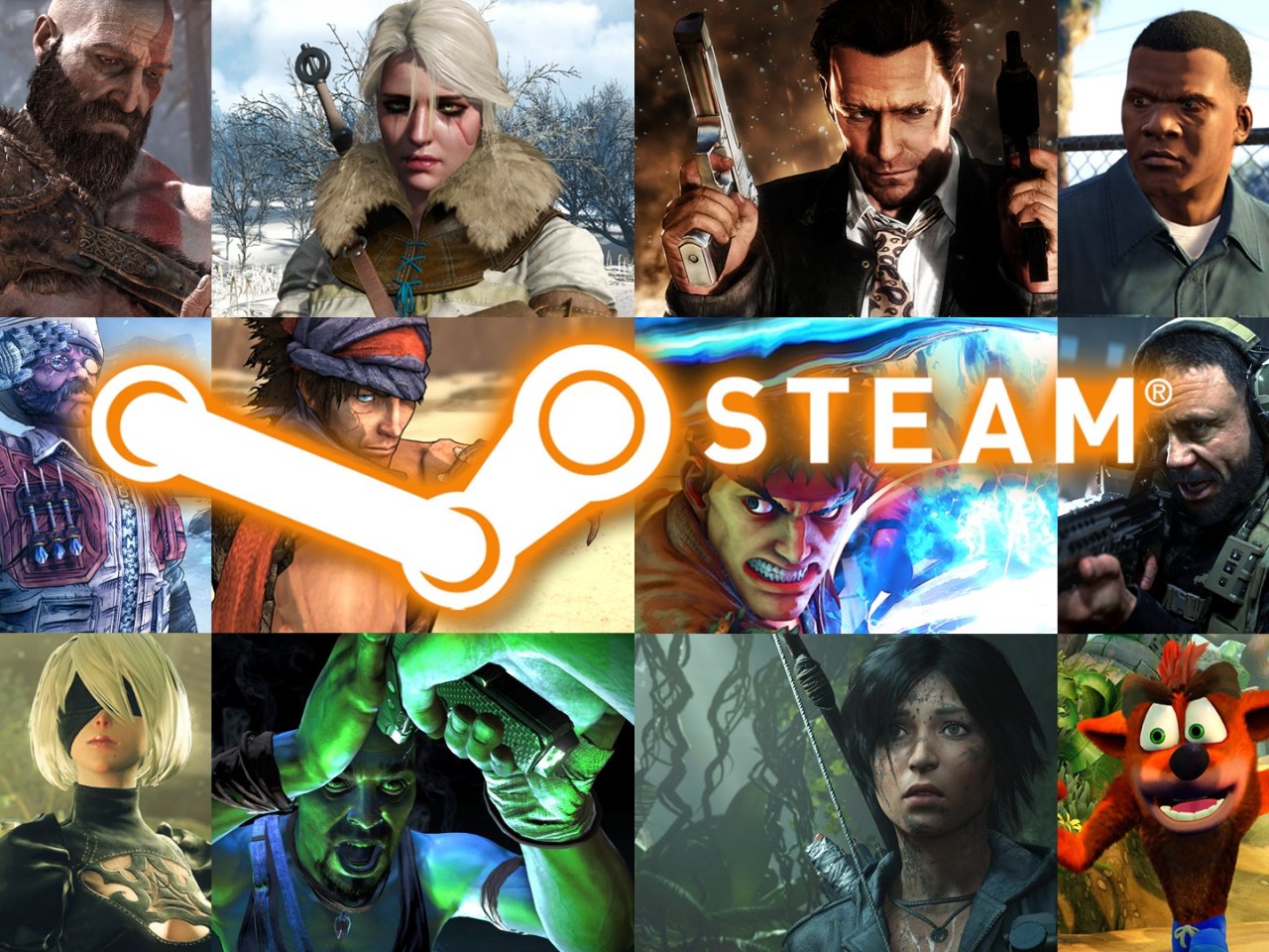 Steam-Logo mit verschiedenen Spielen: Steam Replay 2025 ist da