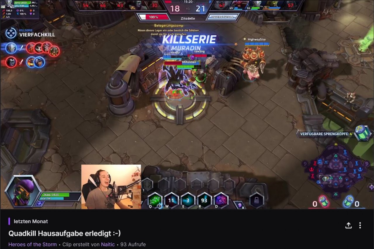 [08/07/2022] Jennys erster Quad-Kill mit Genji in Heroes of the Storm, nach knapp drei Monaten Training