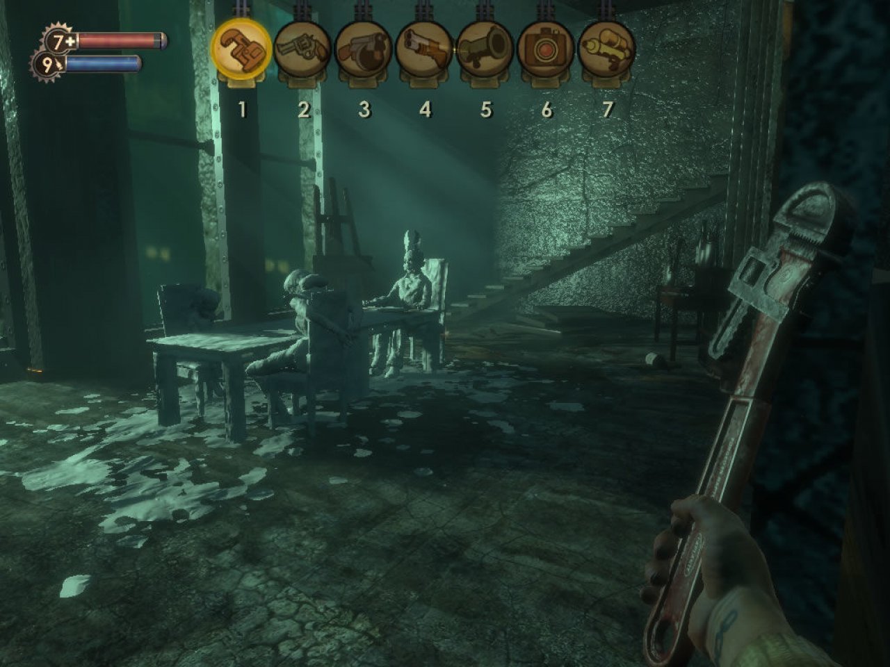 [22/07/2022] Bioshock erzählte abseits der Hauptgeschichte viele kleine Nebenhandlungen. Oft geschah dies durch die Levelarchitektur selbst oder auch durch Tonbandaufnahmen.