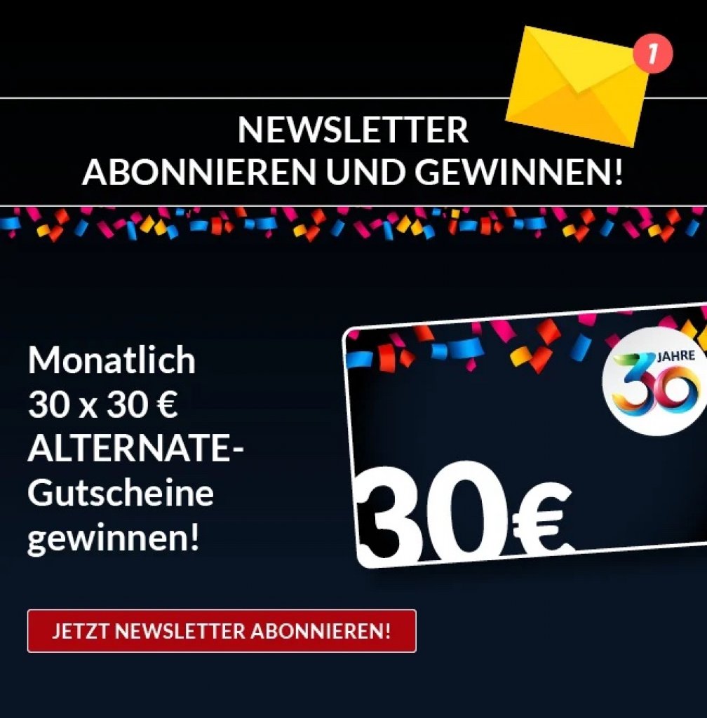 [09/08/2022] 30x Alternate Gutschein im Wert von je 30 Euro
