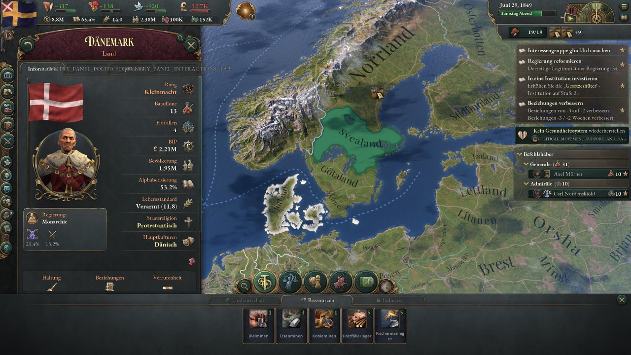 [30/08/2022] Das Spiel liefert auf Kommando Informationen über die einzelnen Nationen: Etwa über deren Regierungssystem, das Bruttoinlandsprodukt oder auch deren militärische Stärke.