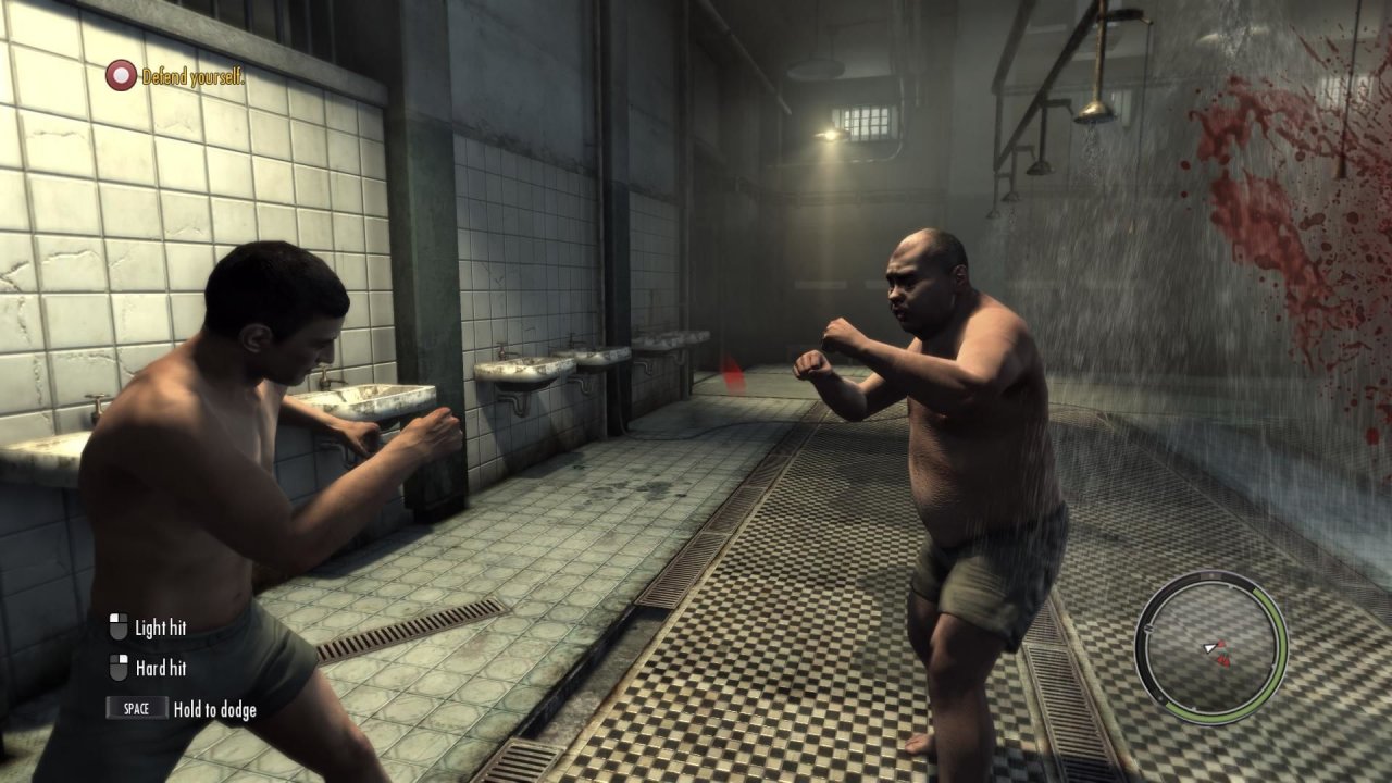 [16/08/2022] In Mafia 2 wird nicht nur geballert. Einige Male müsst ihr euch auch im Faustkampf beweisen – wie etwa hier in den Duschräumen eines Gefängnisses.