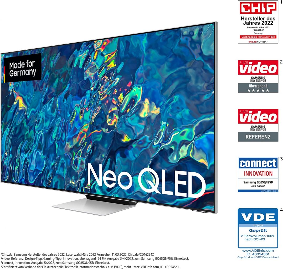 [16/09/2022] Mit überragenden Bewertungen und jetzt über 1.700 Euro Rabatt gehört der Samsung Neo QLED TV (2022) mit 65 Zoll zu den Top-Angeboten bei Amazon.