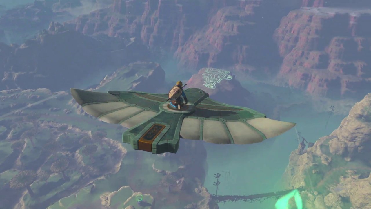 Link auf einem Schweber in Zelda Tears of the Kingdom