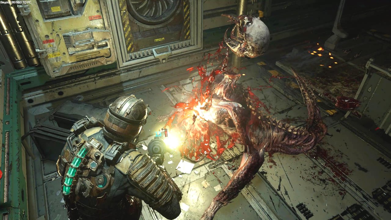 Ein Zombie wird im Remake von Dead Space in seine Einzelteile zerlegt.