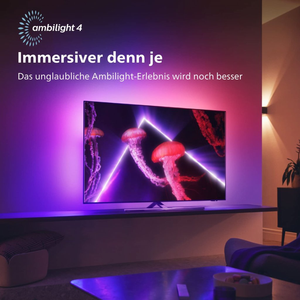 [11/10/2022] Günstig wie nie kann man beim Prime Day den Philips OLED TV mit 55 Zoll, 4K UHD, 120 Hz und Ambilight4-Hintergrundbeleuchtung kaufen.