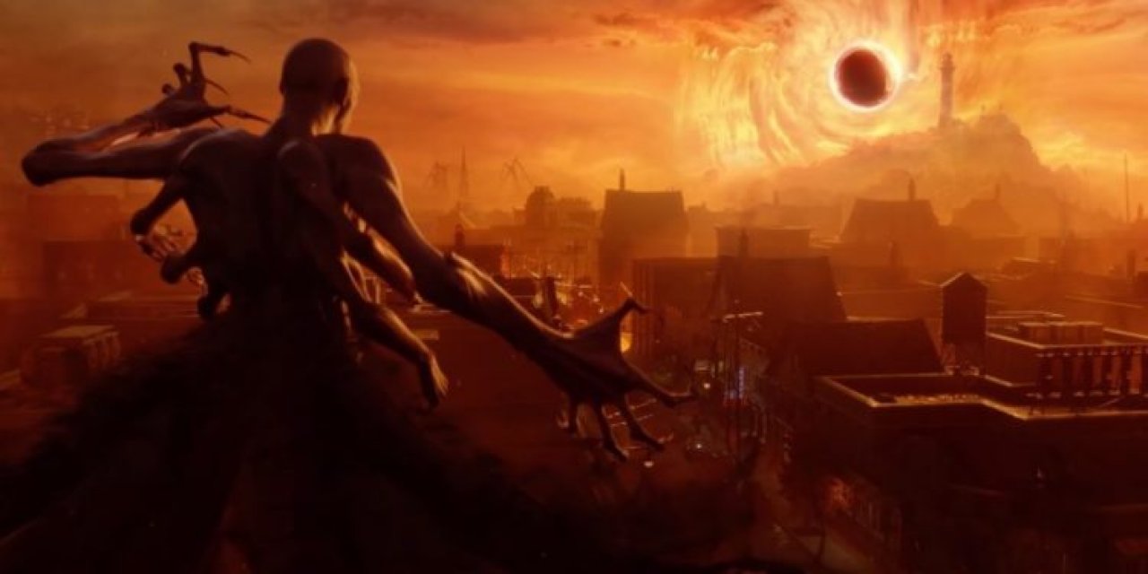 Ein Vampir wirkt Magie, um die Sonne zu verdunkeln.