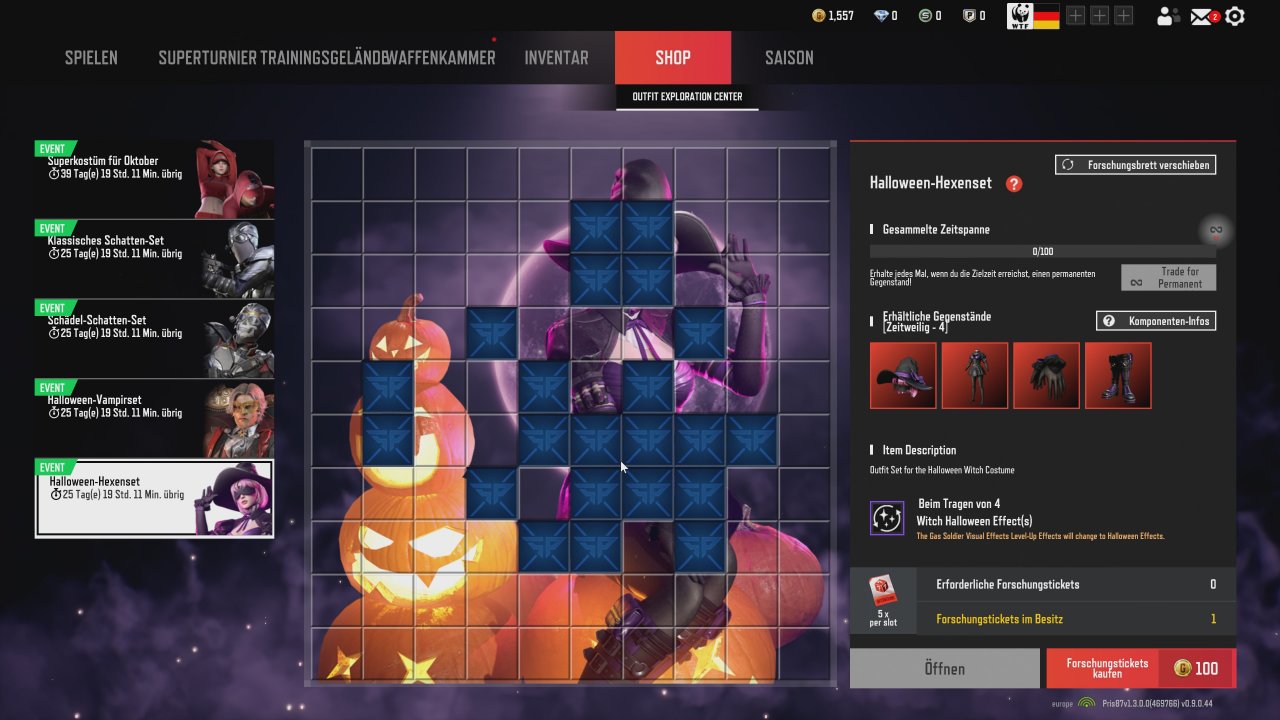 [15/10/2022] Auf dem undurchsichtigen Forschungsbrett kauft ihr euch neue Skins. Die sind aber zufällig und ihr dürft sie nicht mal permanent behalten.
