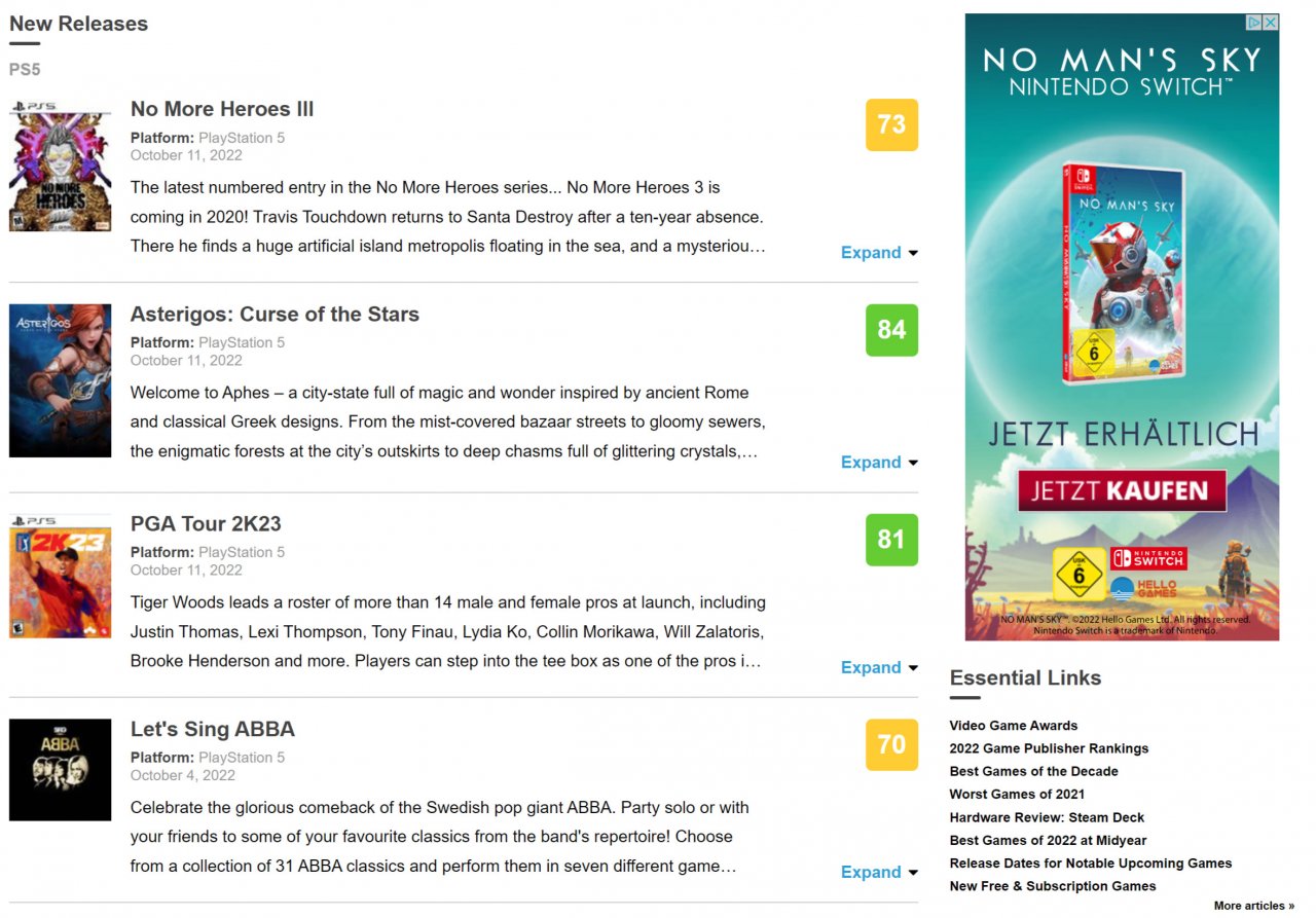 [14/10/2022] Die Ampel zeigt an, wie gut oder schlecht Spiele sind: Metacritic markiert die Qualitätsstufen der Produkte in den Farben grün, gelb und rot.&nbsp;