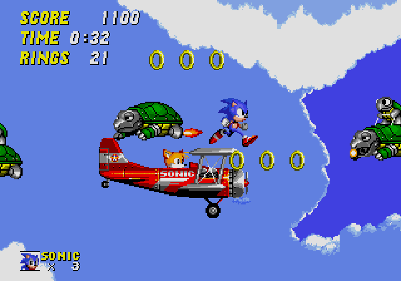 Sonic in Pixelgrafik.