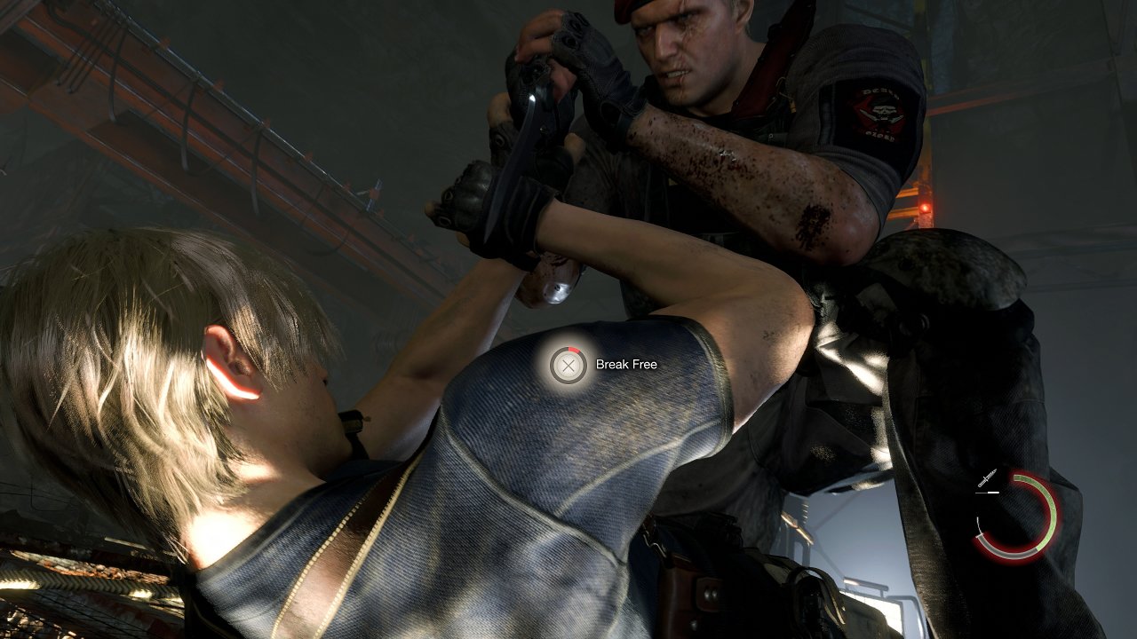 Leon wird von Krauser mit einem Messer angegriffen.