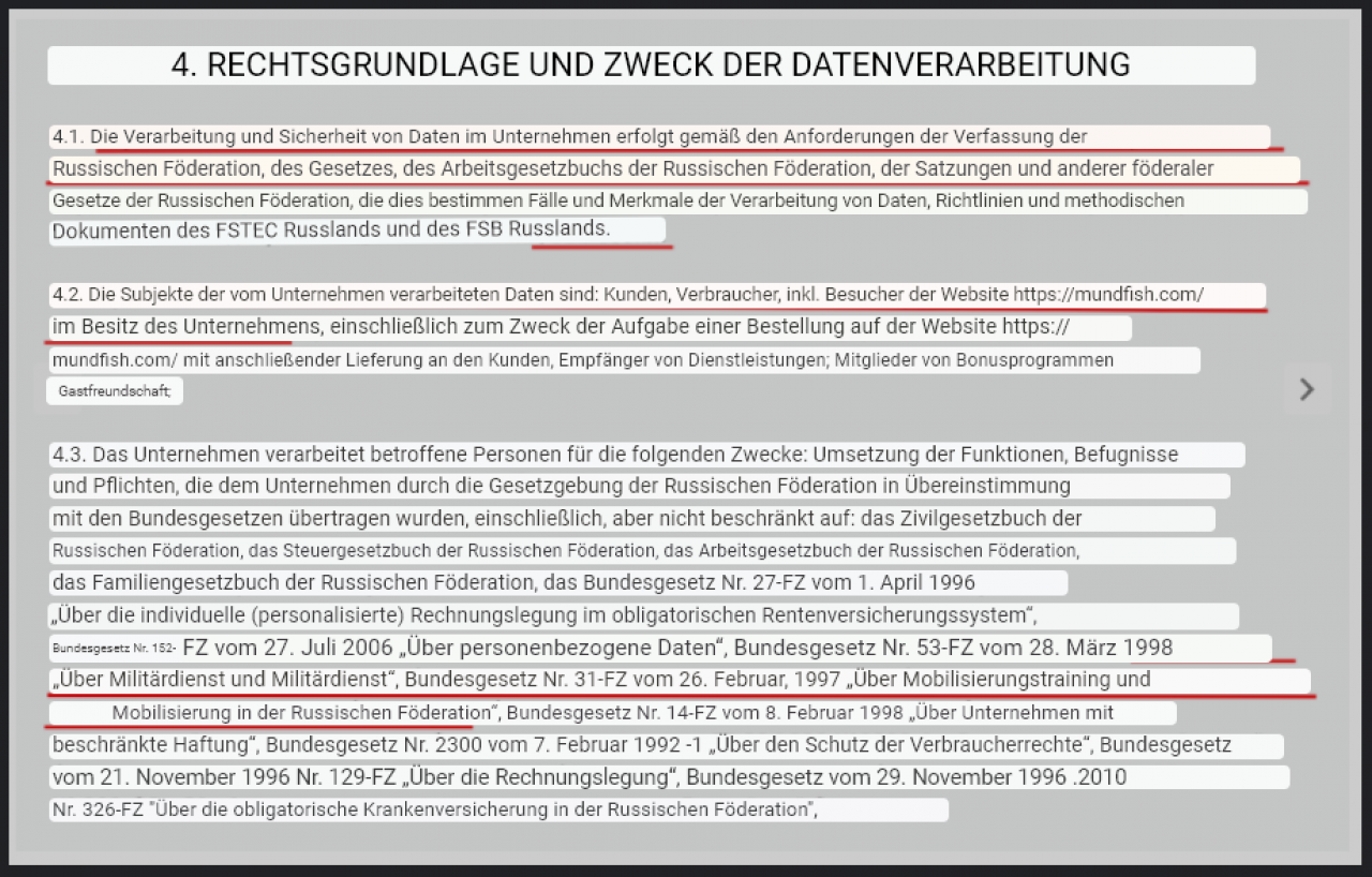 [01/03/2023] Lässt man die entsprechende Klausel maschinell übersetzen, bleibt von den FSB-Datensammel-Vorwürfen nicht viel übrig.