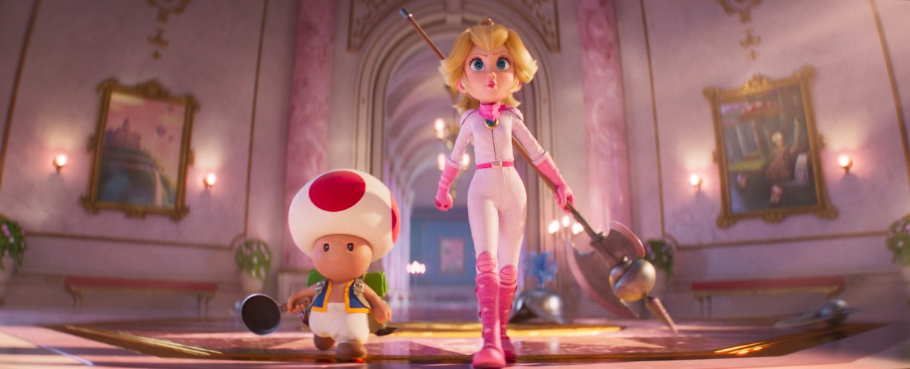 Die Nintendo-Charaktere Toad und Prinzessin Peach im Kinofilm Super Mario Bros.