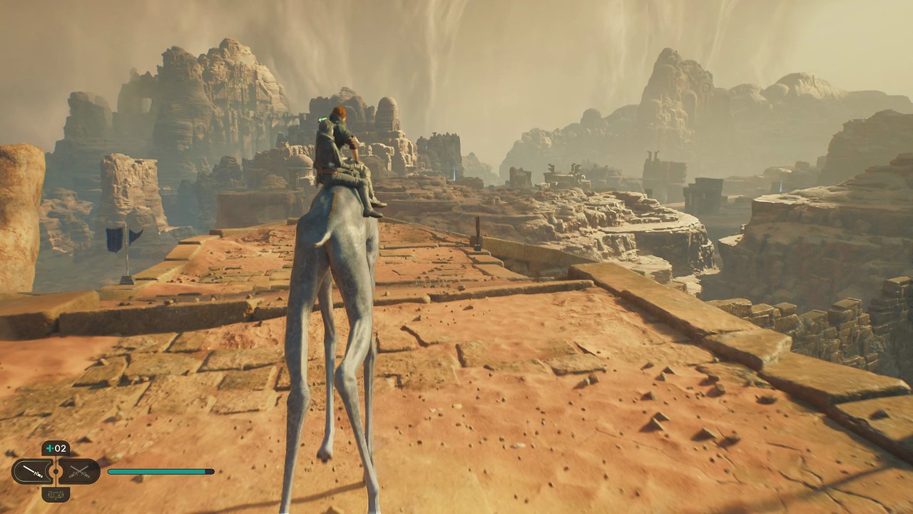 Cal und Merrin reiten durch die Wüste von Jedah.