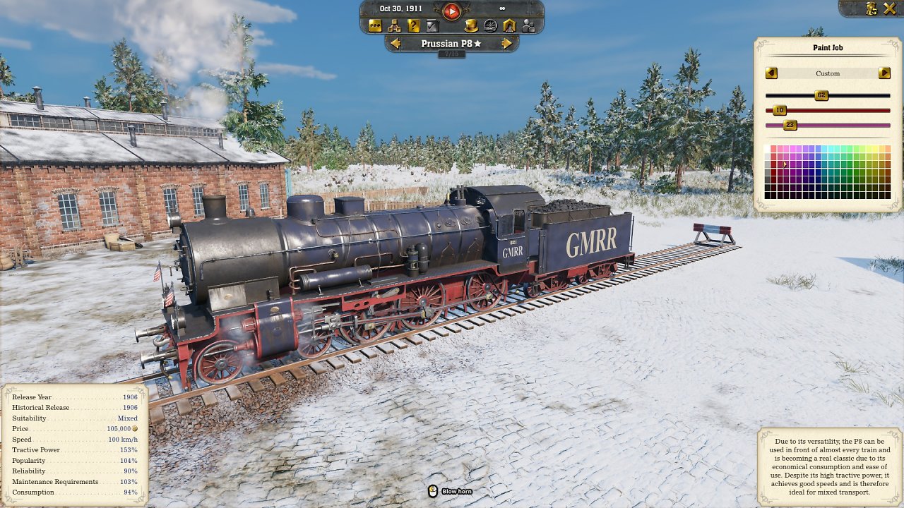Eine Dampflokomotive wird im Lokschuppen präsentiert.