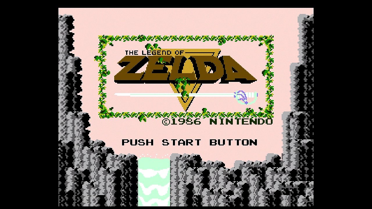 Der Titelbildschirm von The Legend of Zelda am NES