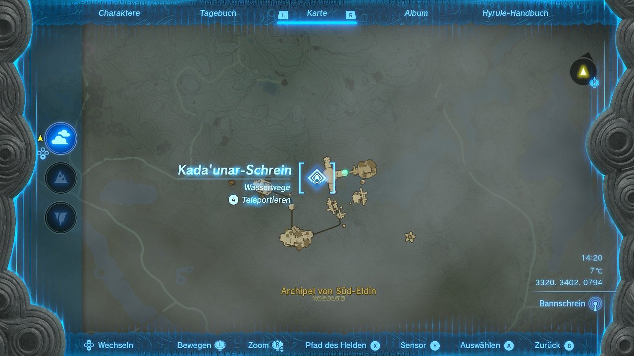Kartenausschnitt Komplettlösung Schreine The Legend of Zelda: Tears of the Kingdom