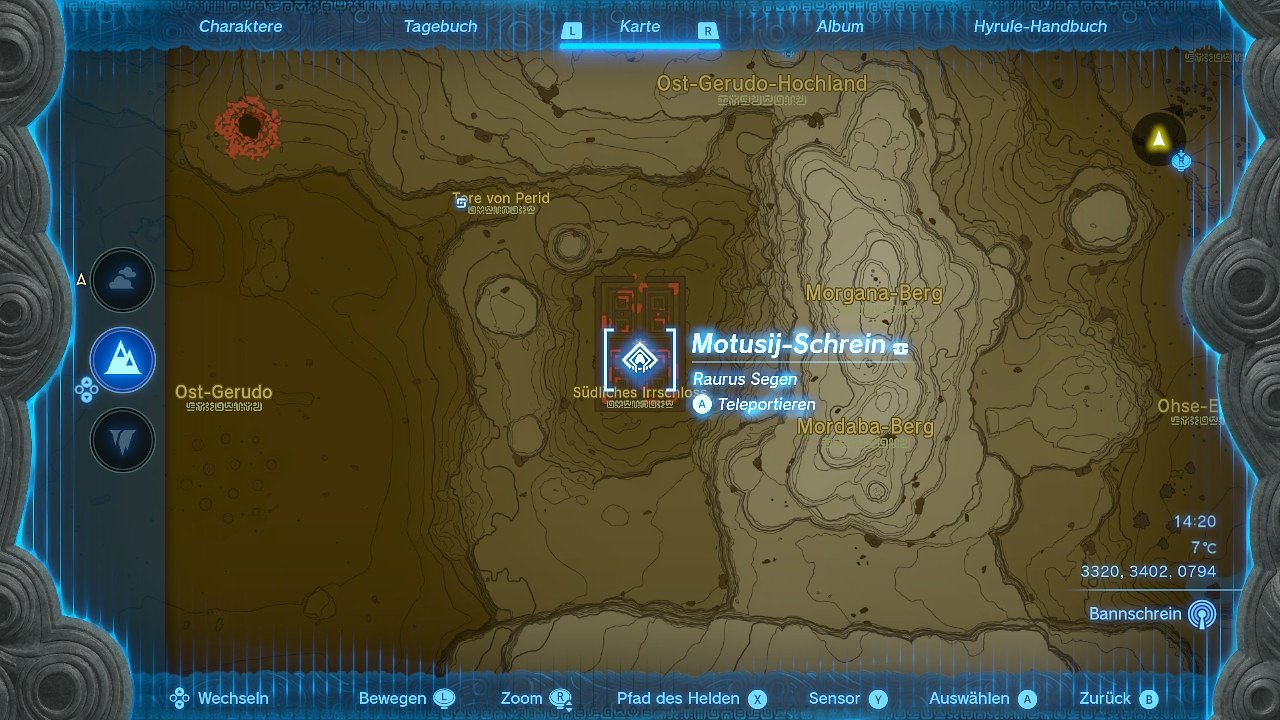 Kartenausschnitt Komplettlösung Schreine The Legend of Zelda: Tears of the Kingdom