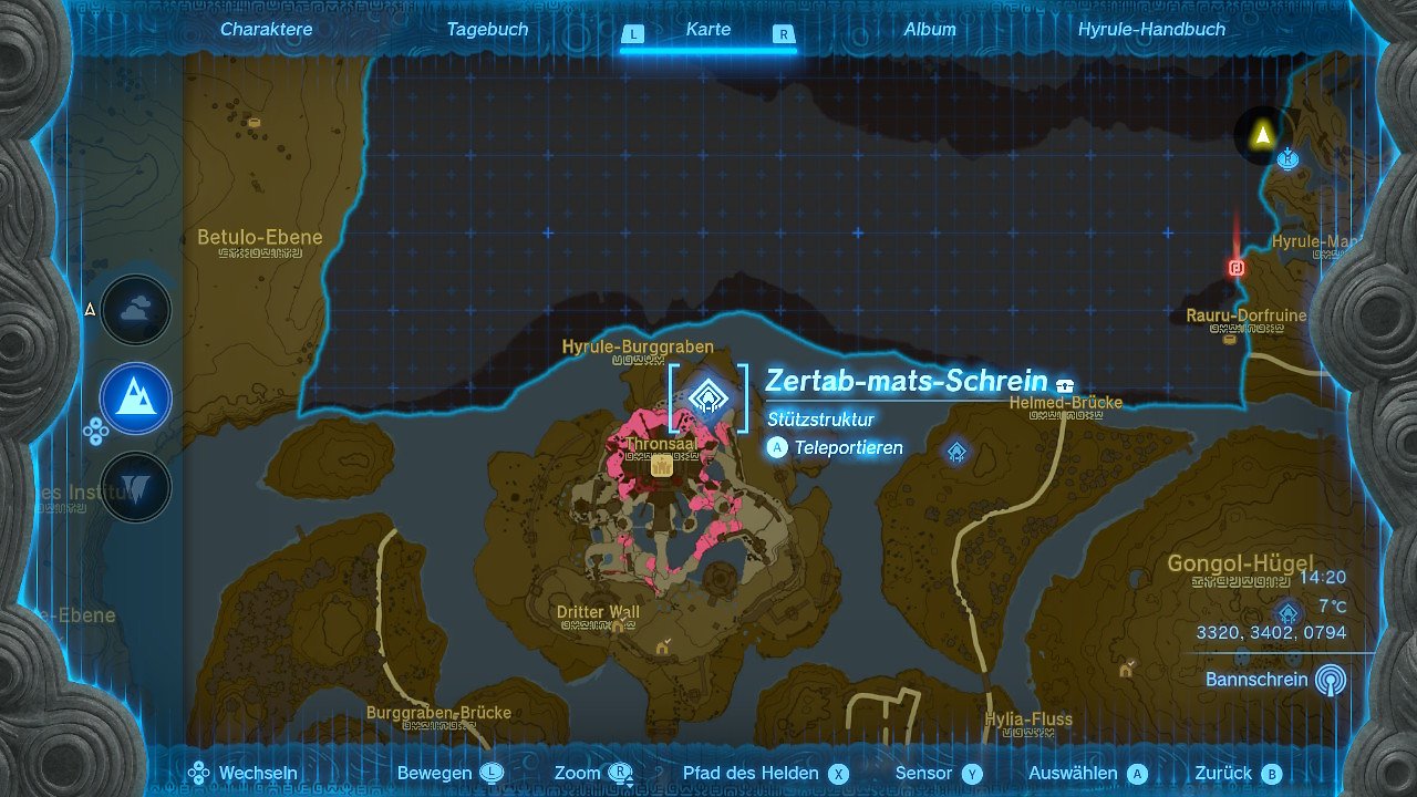 Kartenausschnitt Komplettlösung Schreine The Legend of Zelda: Tears of the Kingdom